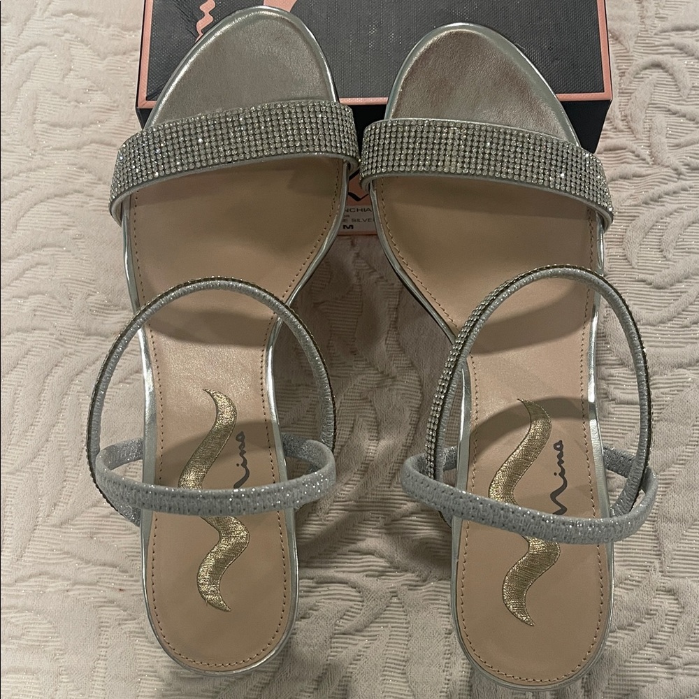 Nina Silver Rhinestone Heels - Picture 4 of 14